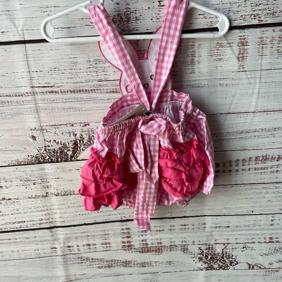 Korie’s Kloset // Pink Gingham Easter Bunny Romper with Tie Back and Ruffle Butt - Picture 4 of 4